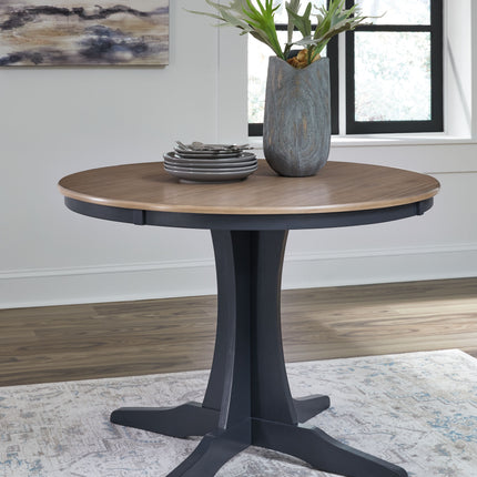 Landocken - Brown / Blue - Round Dining Room Table Signature Design by Ashley® 