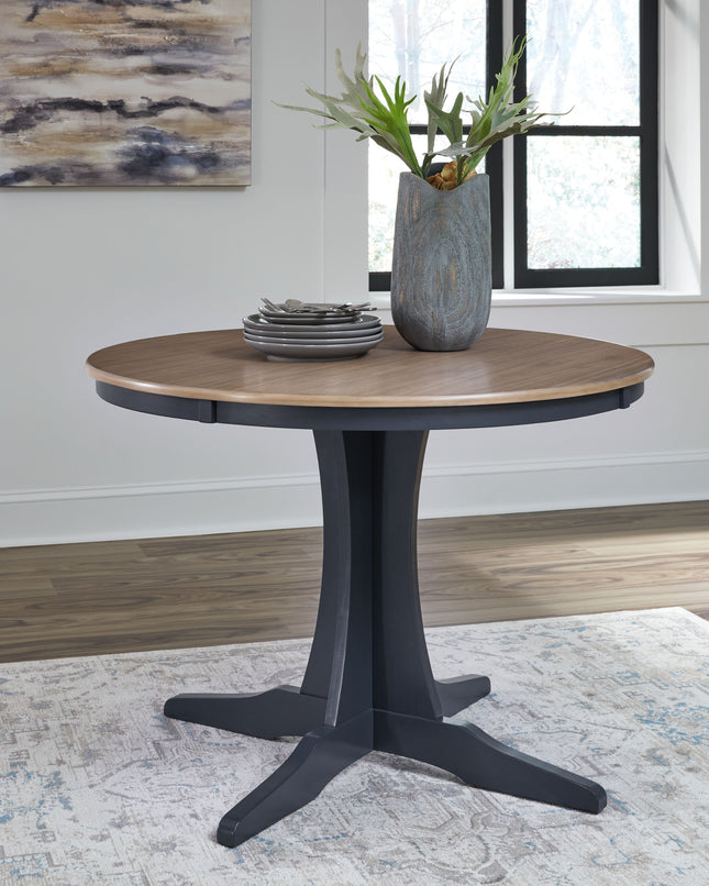 Landocken - Brown / Blue - Round Dining Room Table Signature Design by Ashley® 