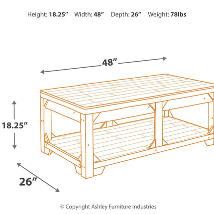 Fregine - Whitewash - Lift Top Cocktail Table Ashley Furniture 