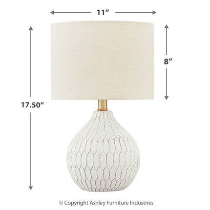 Wardmont - White - Ceramic Table Lamp Ashley Furniture 