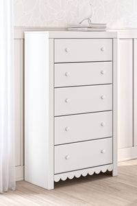 Thumbnail for Mollviney - White - Five Drawer Chest - Tony's Home Furnishings