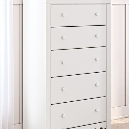 Mollviney - White - Five Drawer Chest Signature Design by Ashley® 