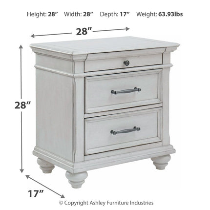 Kanwyn - Whitewash - Three Drawer Night Stand Ashley Furniture 