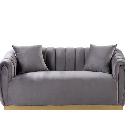 Elchanon - Loveseat - Gray Velvet & Gold Finish ACME 