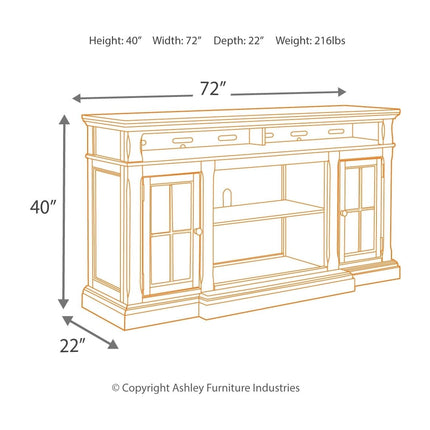 Roddinton - Dark Brown - 2 Pc. - 74" TV Stand With Electric Infrared Fireplace Insert Signature Design by Ashley® 