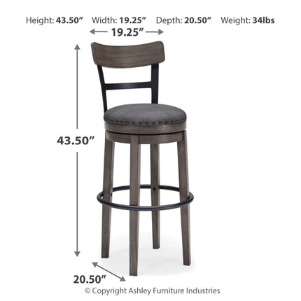 Caitbrook - Gray - Tall Uph Swivel Barstool Signature Design by Ashley® 