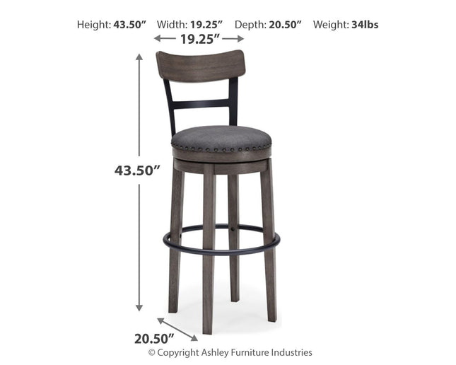 Caitbrook - Gray - Tall Uph Swivel Barstool Signature Design by Ashley® 