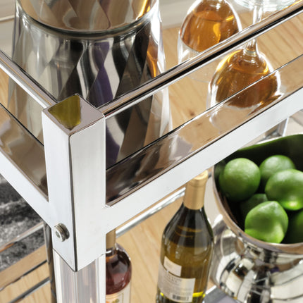 Chaseton - Clear / Silver Finish - Bar Cart Signature Design by Ashley® 