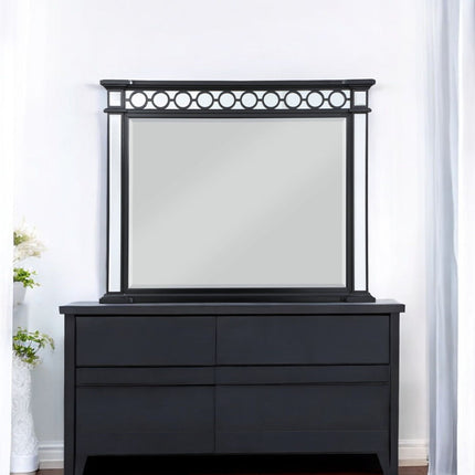 Varian II - Mirror - Black Velvet & Black & Sliver Finish ACME 