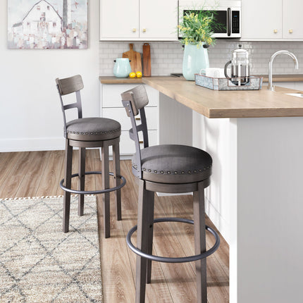 Caitbrook - Gray - Tall Uph Swivel Barstool Signature Design by Ashley® 