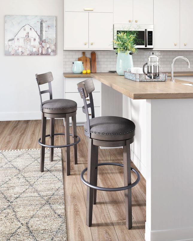 Caitbrook - Gray - Tall Uph Swivel Barstool Signature Design by Ashley® 