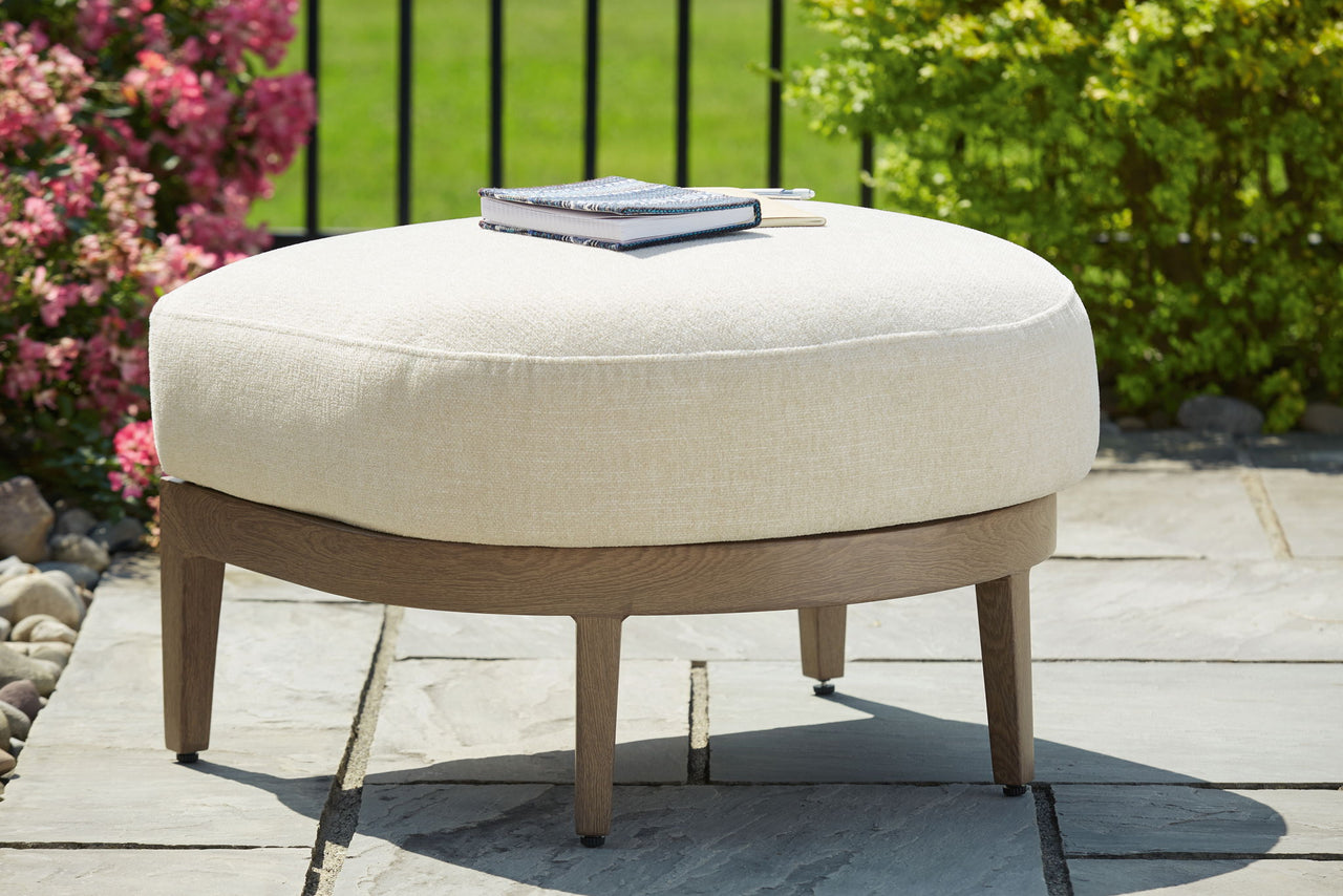 Serene Bay - Dark Brown / White - Ottoman With Cushion Signature Design by Ashley® 