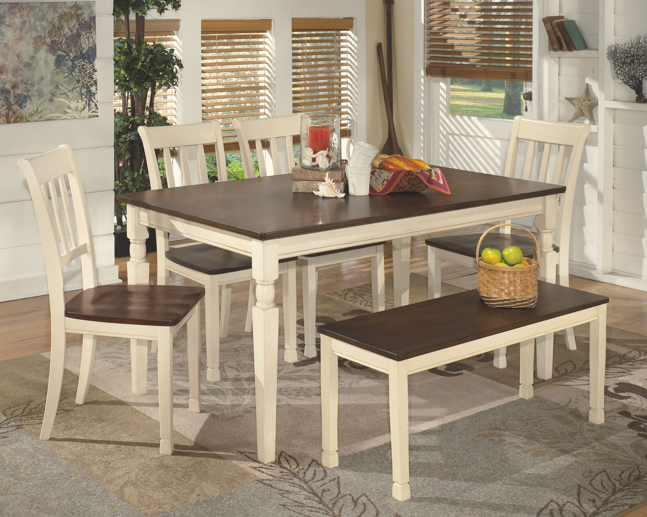 Whitesburg - Brown / Cottage White - Rectangular Dining Room Table - Tony's Home Furnishings