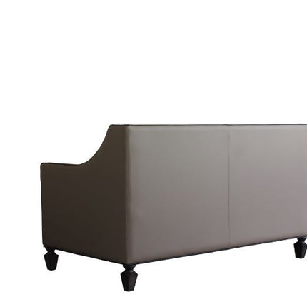 House - Beatrice Loveseat - Tan PU, Black PU & Charcoal Finish ACME 