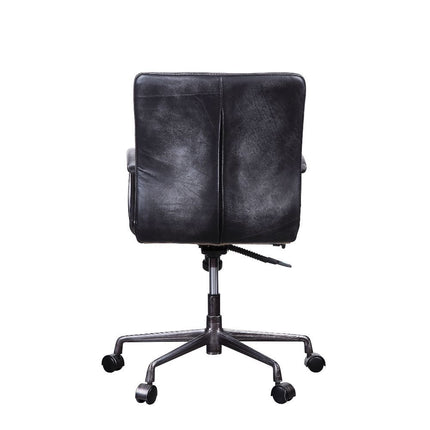 Barack - Executive Office Chair - Vintage Black Top Grain Leather & Aluminum ACME 