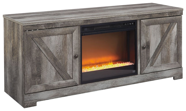 Wynnlow - Gray - Entertainment Center - TV Stand With Glass/Stone Fireplace Insert Signature Design by Ashley® 