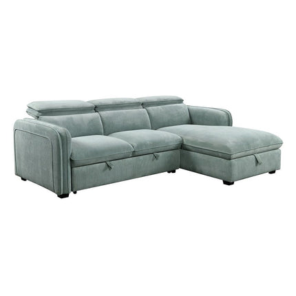 Zavala - Sectional Sofa With Sleeper & Storage - Light Green ACME 