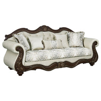 Pierce - Sofa With 5 Pillows - Beige Fabric & Cherry Finish ACME 