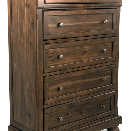 Flynnter - Medium Brown - Five Drawer Chest Ashley Furniture 