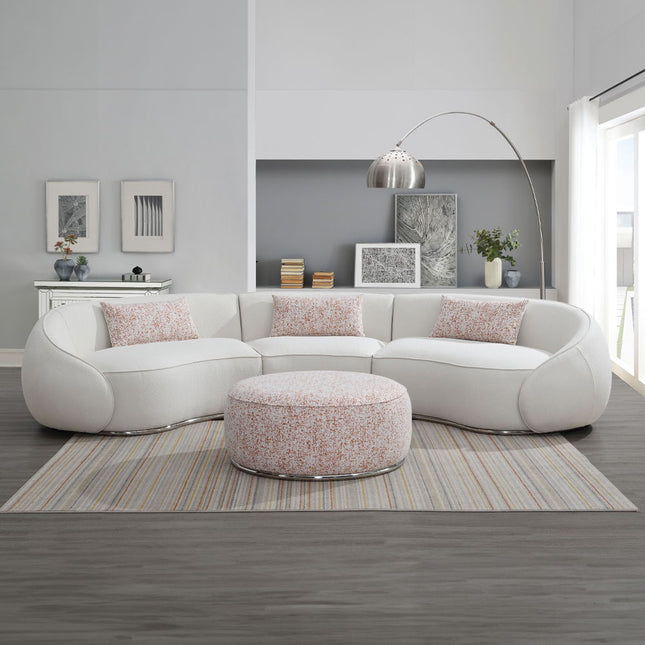 Sahara - Sectional Sofa With 3 Pillows - Beige Boucle - Tony's Home Furnishings