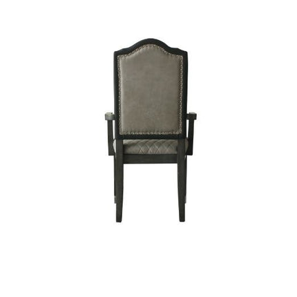 House - Beatrice Chair (Set of 2) - Two Tone Gray Fabric & Charcoal Finish ACME 