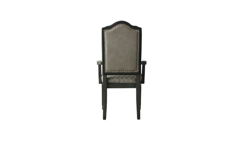 House - Beatrice Chair (Set of 2) - Two Tone Gray Fabric & Charcoal Finish ACME 