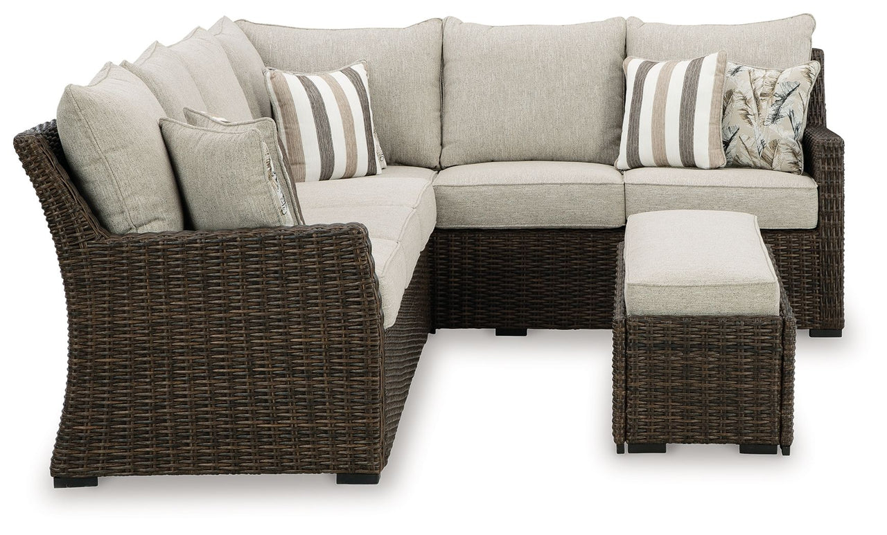 Brook Ranch - Brown - Sofa Sectional, Bench With Cushion (Set of 3) - Tony's Home Furnishings