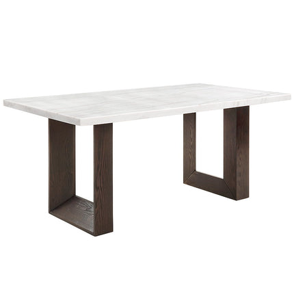 Edwyn - Dining Table With Marble Top - White Natural Marble Top & Brown Finish ACME 