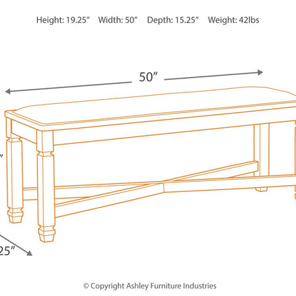 Tyler - Black / Grayish Brown - Upholstered Bench Ashley Furniture 