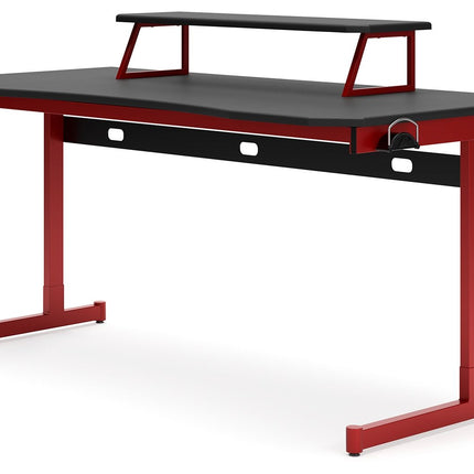 Lynxtyn - Red / Black - Home Office Desk With Raised Monitor Stand Signature Design by Ashley® 