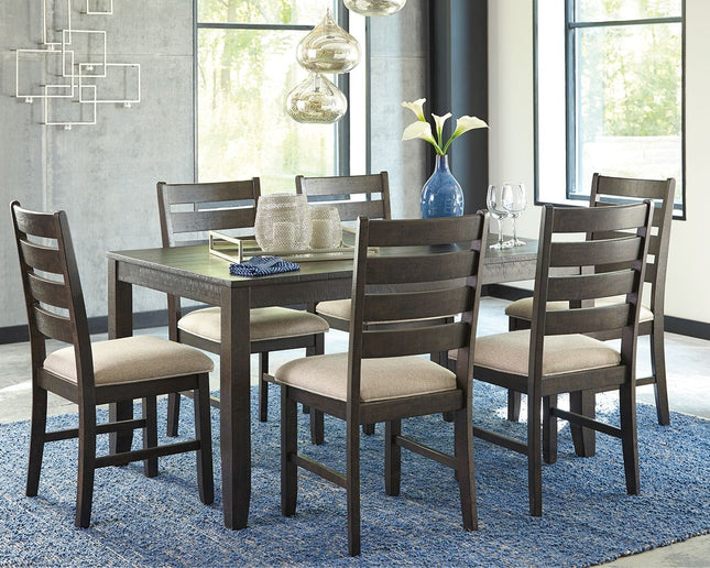 Rokane - Brown - Dining Room Table Set (Set of 7) Signature Design by Ashley® 