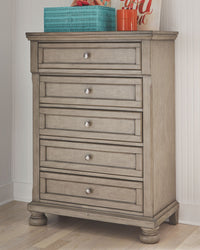 Thumbnail for Lettner - Light Gray - Five Drawer Chest - Central Handle - Tony's Home Furnishings