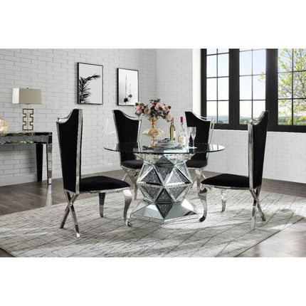 Noralie - Dining Table - Mirrored & Faux Diamonds - 30" ACME 