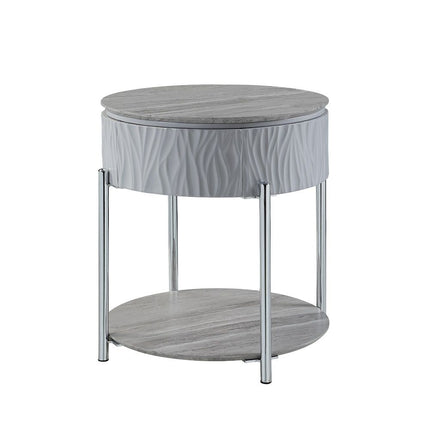 Yukino - End Table - Gray High & Chrome ACME 