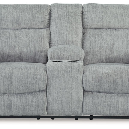 Buntington - Pewter - Dbl Reclining Loveseat With Console Benchcraft® 