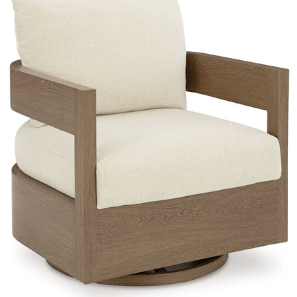 Serene Bay - Dark Brown / White - Swivel Glider Chair With Cushion Signature Design by Ashley® 