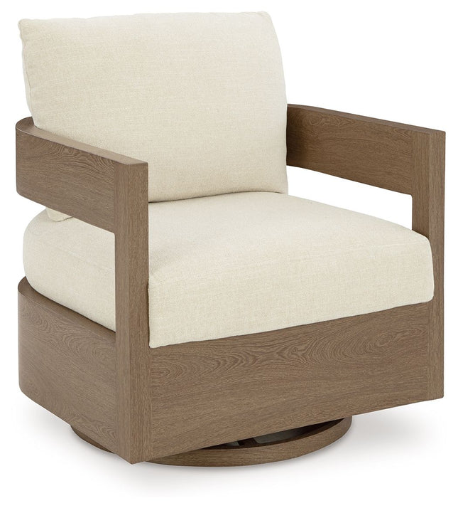 Serene Bay - Dark Brown / White - Swivel Glider Chair With Cushion Signature Design by Ashley® 