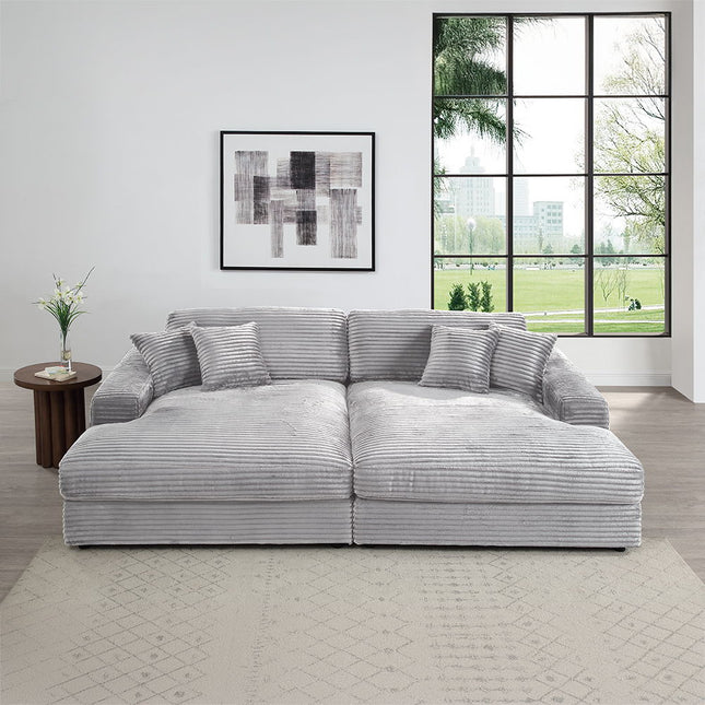 Hilde - Sectional Sofa With 4 Pillows - Gray ACME 