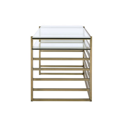 Shona - Desk - Antique Gold & Clear Glass ACME 