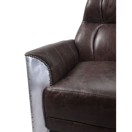 Brancaster - Accent Chair - Espresso Top Grain Leather & Aluminum ACME 