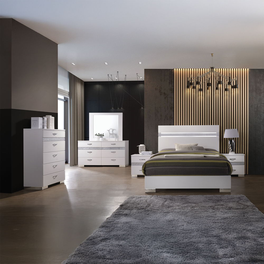 Naima II - Nightstand - White High Gloss