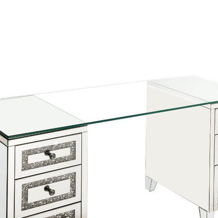 Noralie - Writing Desk - Clear Glass, Mirrored & Faux Diamonds - 31" ACME 