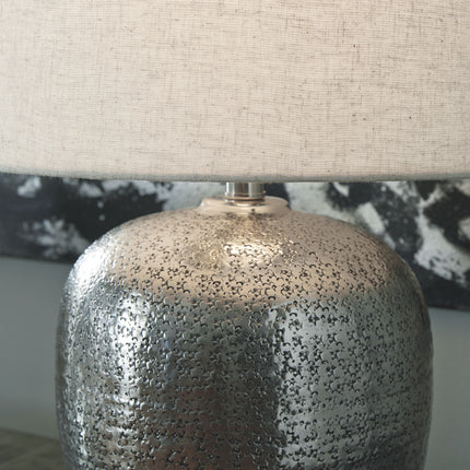 Magalie - Antique Silver Finish - Metal Table Lamp Ashley Furniture 