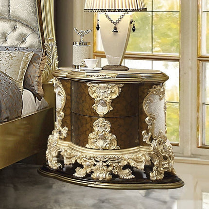 Desiderius - Nightstand - Antique Gold & Hand Painted Brown - Tony's Home Furnishings