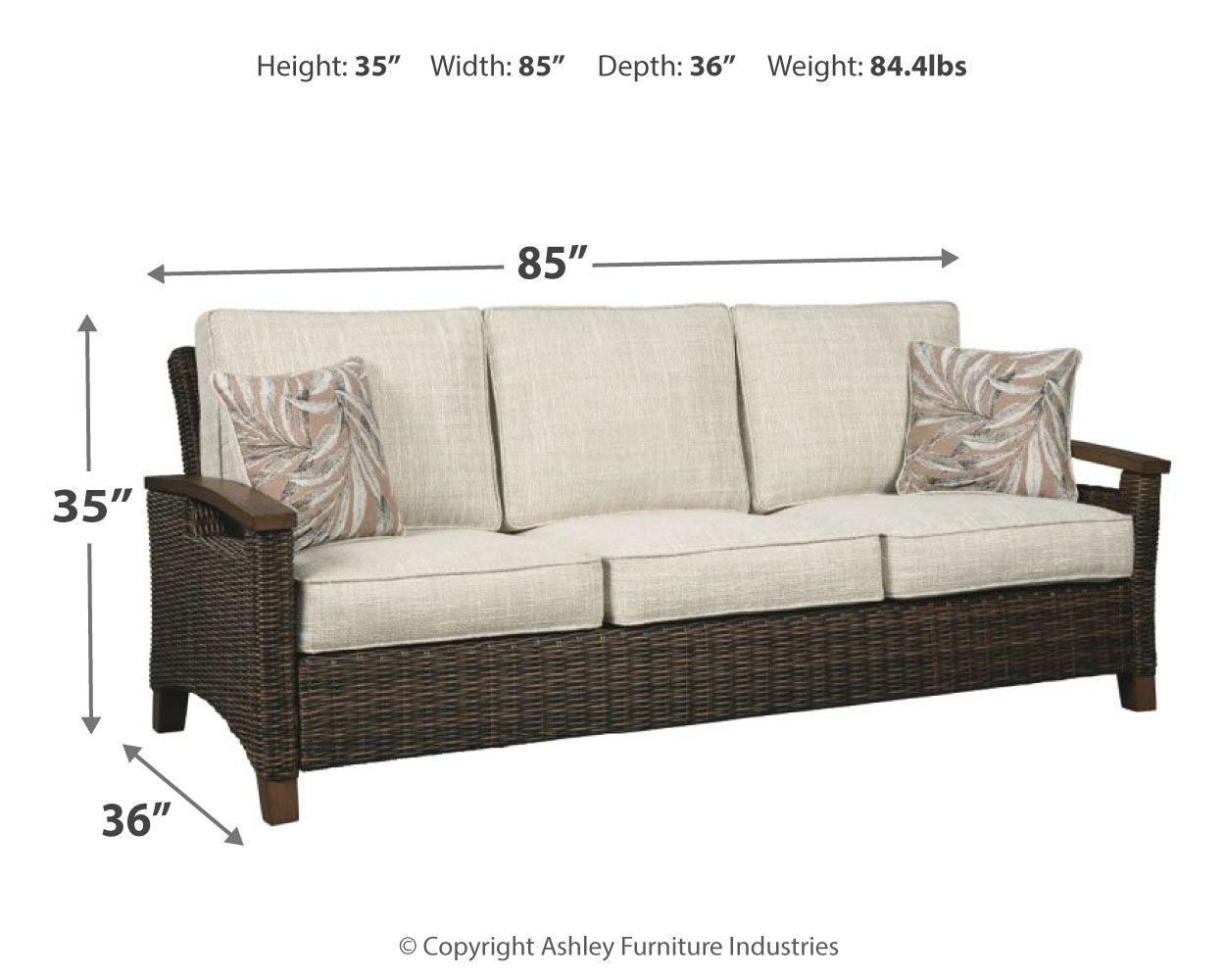 Paradise - Medium Brown - Sofa With Cushion Ashley Furniture 