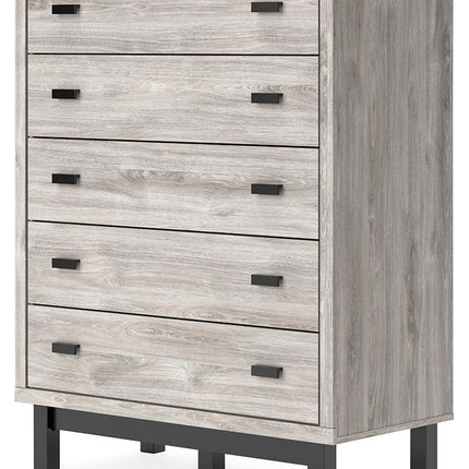 Vessalli - Black / Gray - Five Drawer Wide Chest Signature Design by Ashley® 