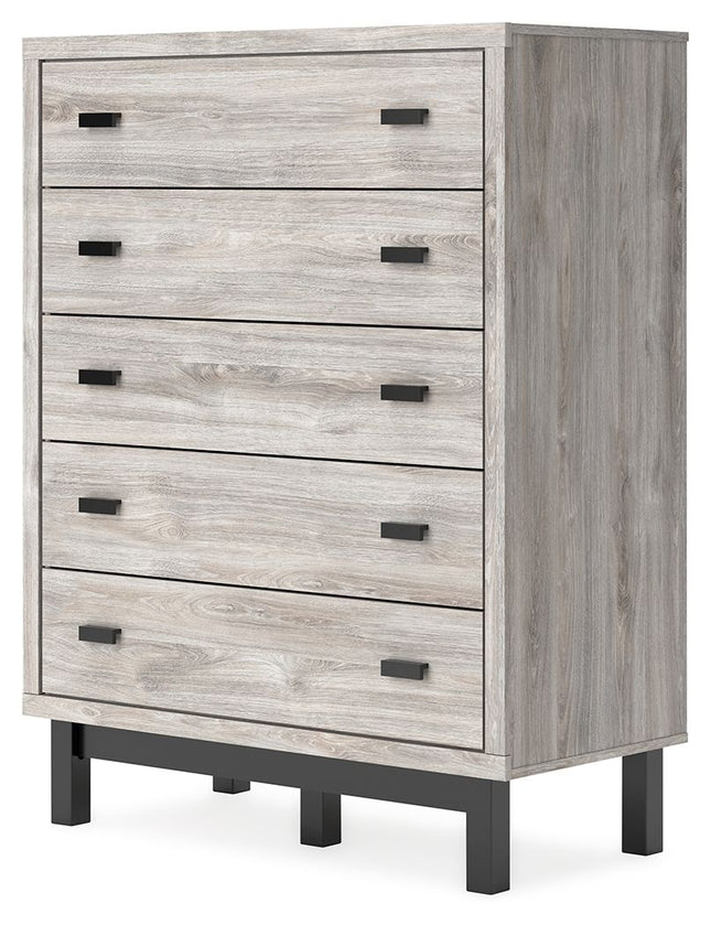 Vessalli - Black / Gray - Five Drawer Wide Chest Signature Design by Ashley® 