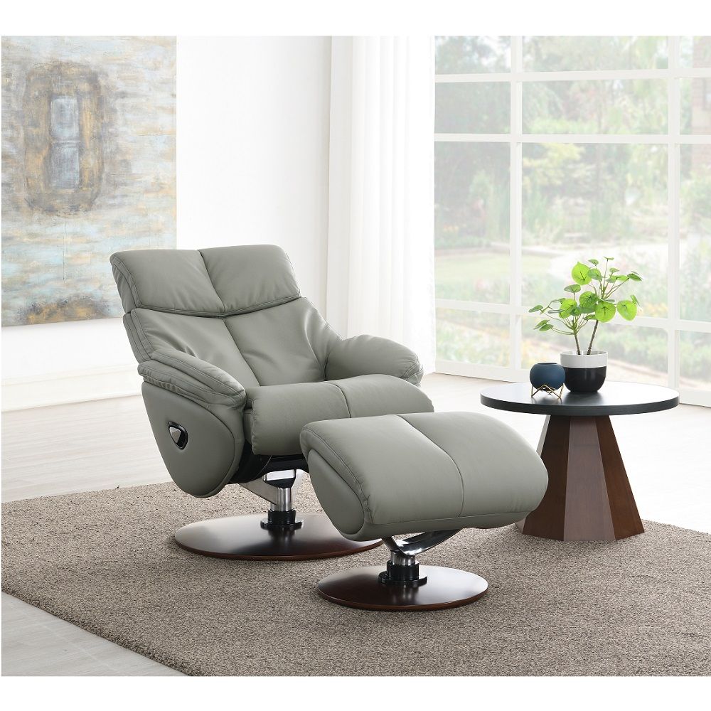 Kandoro - Motion Accent Chair With Swivel & Ottoman - Gray And Brown ACME 
