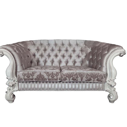 Versailles - Loveseat - Ivory Fabric & Bone White Finish - Tony's Home Furnishings