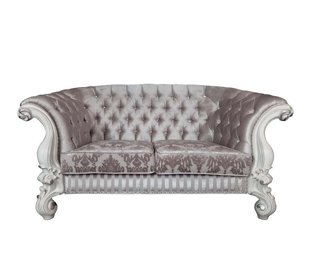 Versailles - Loveseat - Ivory Fabric & Bone White Finish - Tony's Home Furnishings